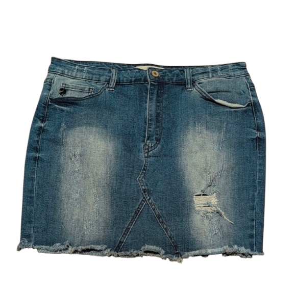 KanCan Dresses & Skirts - KanCan Distressed Denim Mini Skirt Size 11/29